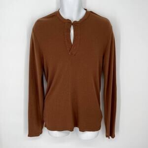Cotton Citizen NEW Men's Hendrix Henley Shirt FLAW Size S Dark Chai Long Sleeves